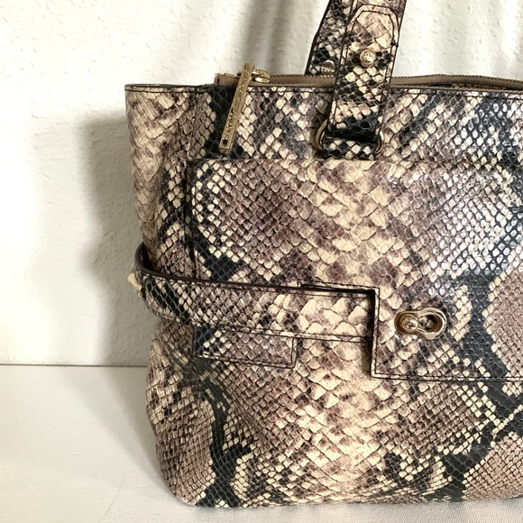 Elaine Turner ‘Ruth’ Leather Python Snakeskin Satchel Bag Purse Tote Handbag ~ - Picture 5 of 16